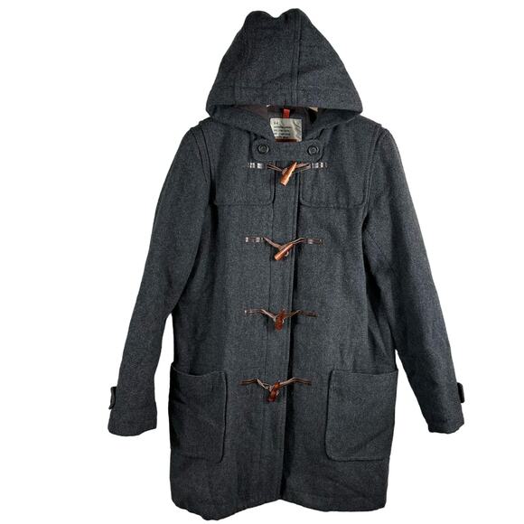 Abercrombie & Fitch  Duffle Coat Women Size Small Zip Toggle Closure Wool Blend - Picture 1 of 11
